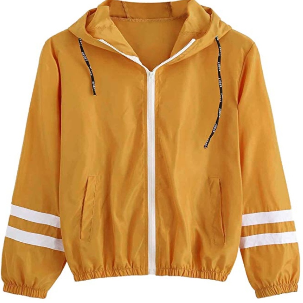 Drawstring Hooded Windbreaker Jacket